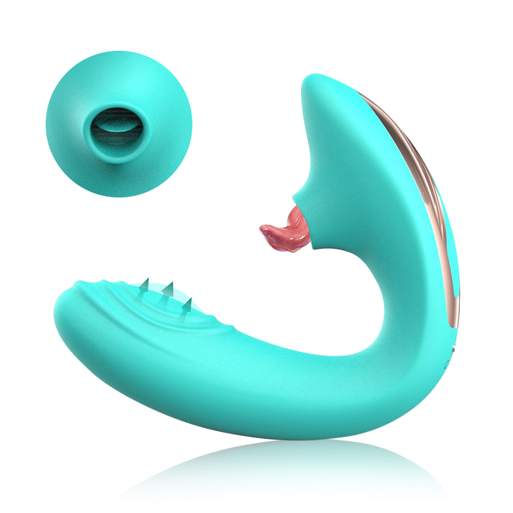 Orena U-shaped Slap and Suck 2 in 1 Wearable Vibrator in Blue