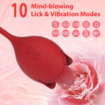 Rose Tongue Licking Vibe with Thrust & Vibration Dildo