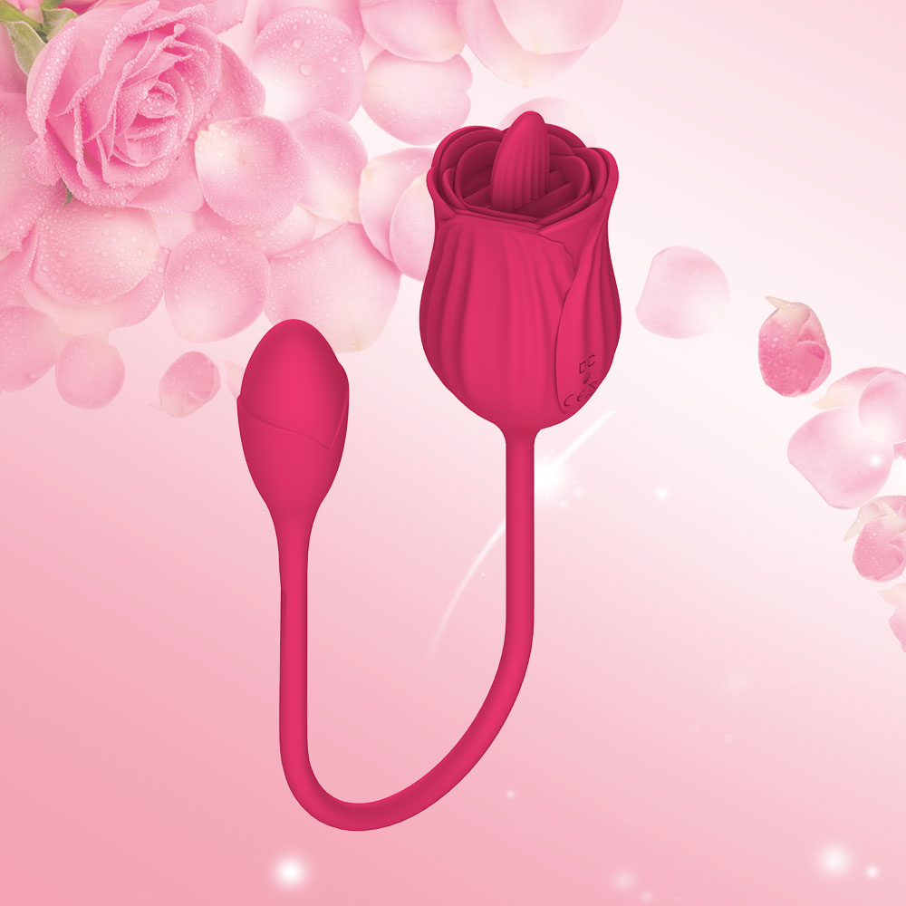 Rose Tongue Licking Vibrator with Vibrating Egg Elegant Rose Design