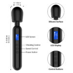 Rechargeable LCD Vibrating Wand Massager in Black