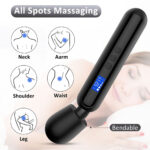 Rechargeable LCD Vibrating Wand Massager in Black