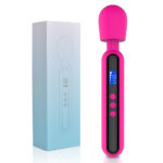 Rechargeable LCD Vibrating Wand Massager in Pink
