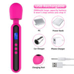 Rechargeable LCD Vibrating Wand Massager in Pink