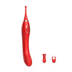 Vibrating Dildo with 3 Replaceable Vibrating Heads in Red