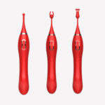 Vibrating Dildo with 3 Replaceable Vibrating Heads in Red